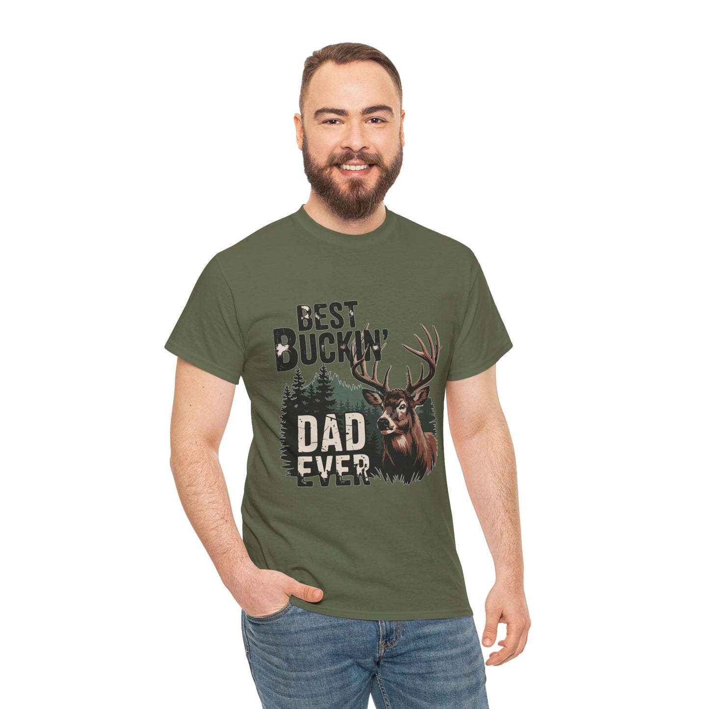 Best Buckin' Dad Ever Unisex Heavy Cotton Tee - Perfect Gift for Father's Day and Outdoorsy Dads