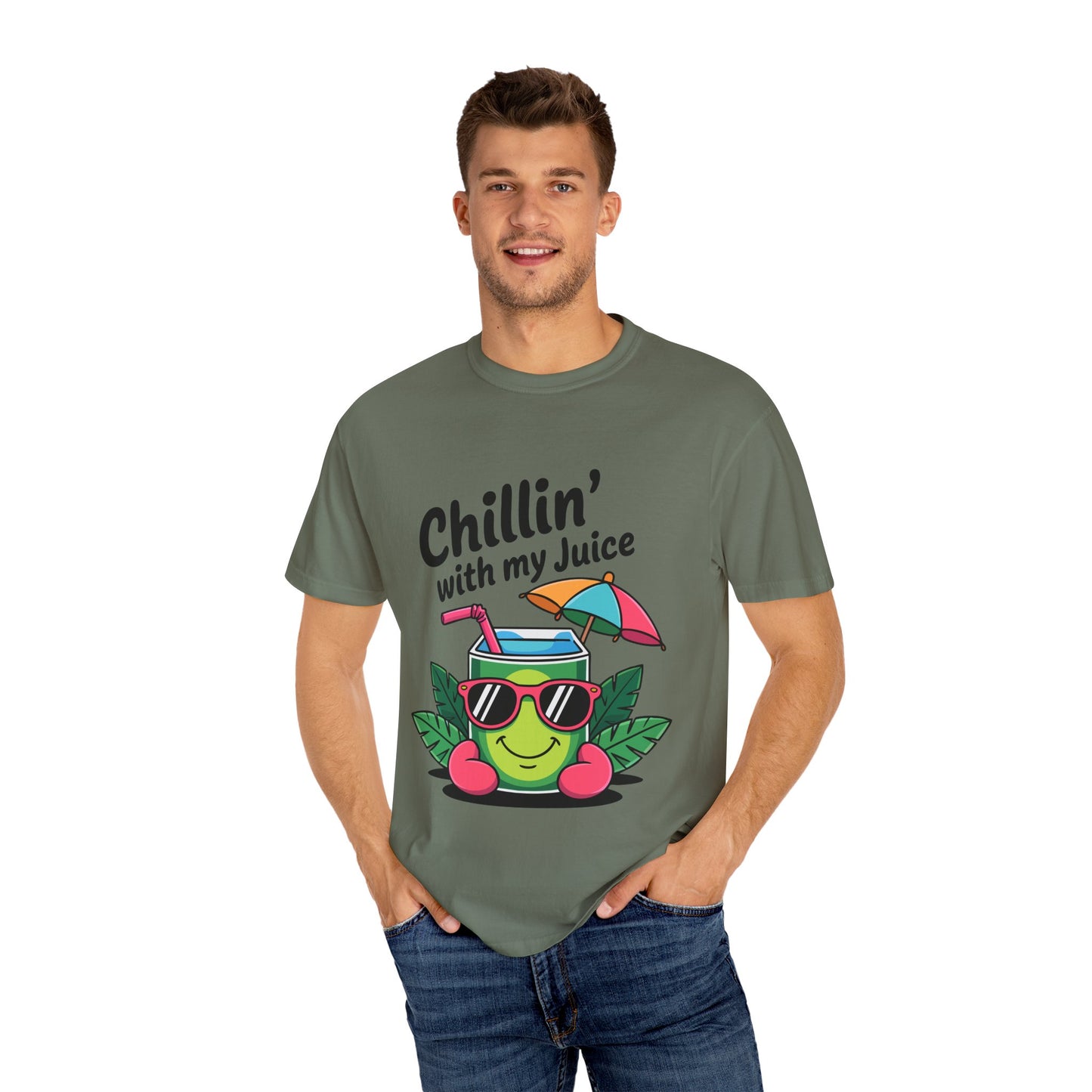 Chillin' with My Juice Unisex Garment-Dyed T-Shirt - Fun & Relaxed Vibe for Summer Gatherings
