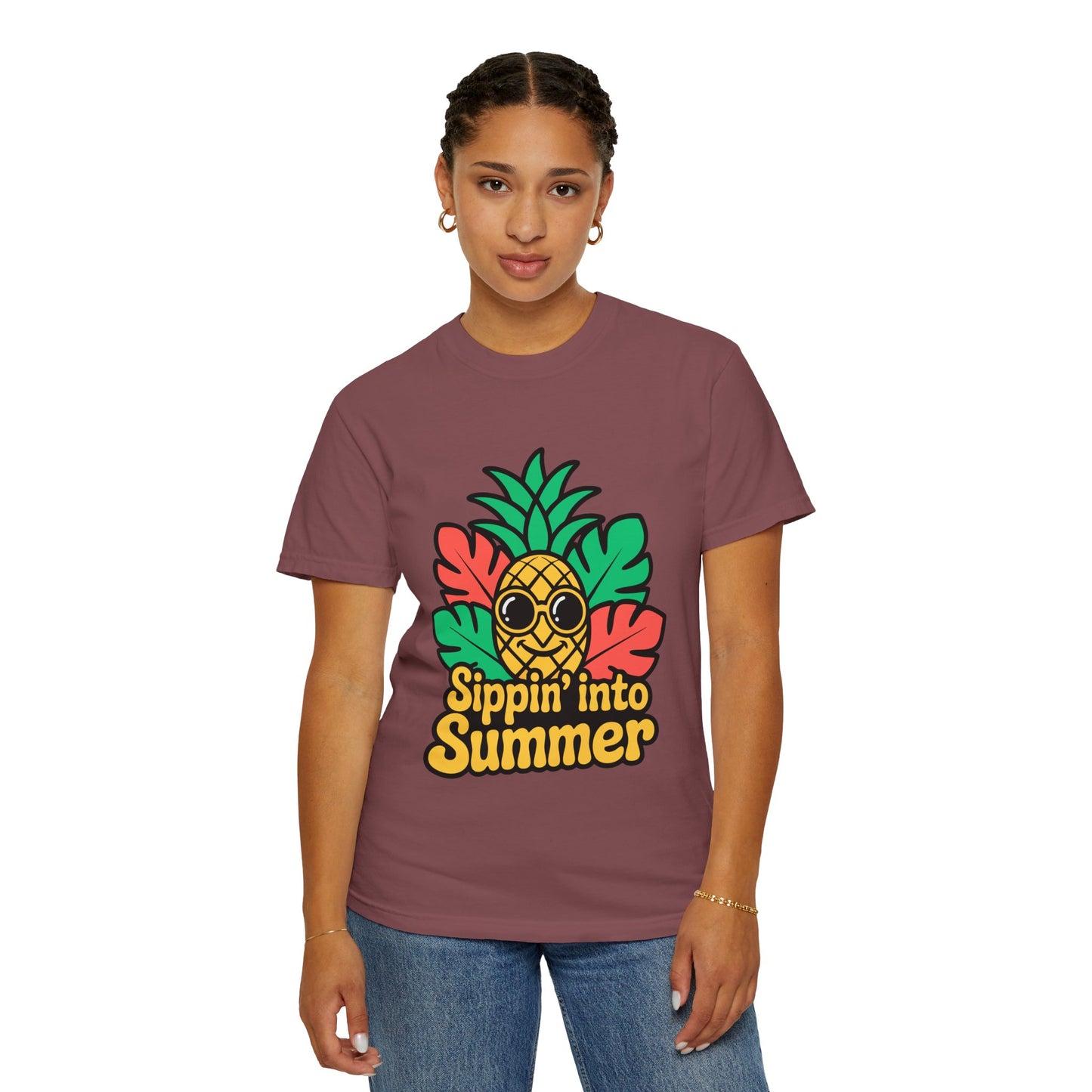 Sippin' into Summer Unisex T-Shirt - Fun Pineapple Design for Beach Days