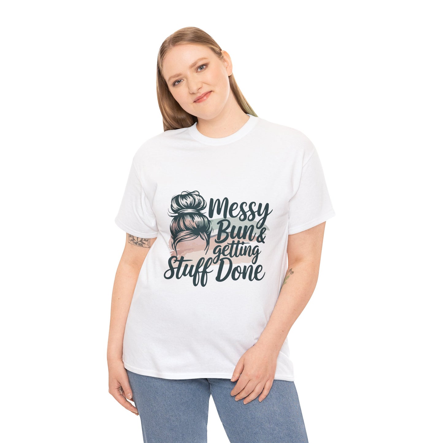 Messy Bun & Getting Stuff Done Unisex Heavy Cotton Tee