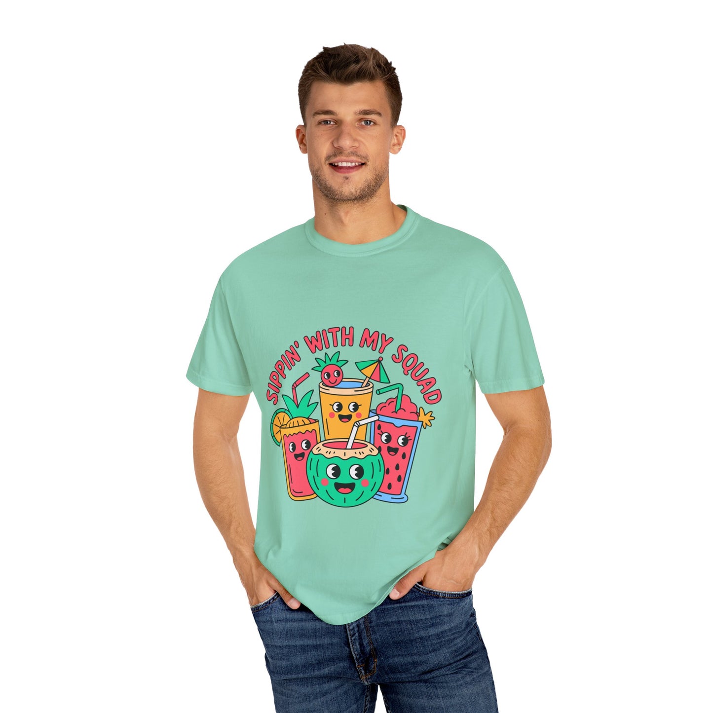 Sippin' with My Squad Unisex Garment-Dyed T-Shirt - Fun Summer Vibes