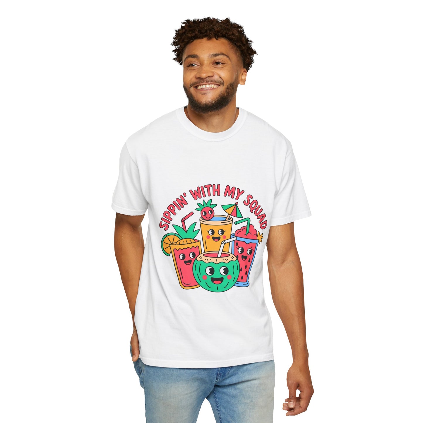 Sippin' with My Squad Unisex Garment-Dyed T-Shirt - Fun Summer Vibes