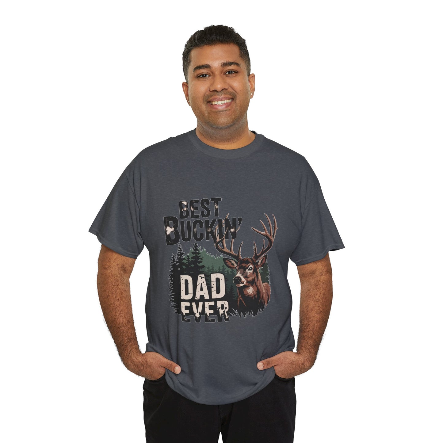 Best Buckin' Dad Ever Unisex Heavy Cotton Tee - Perfect Gift for Father's Day and Outdoorsy Dads