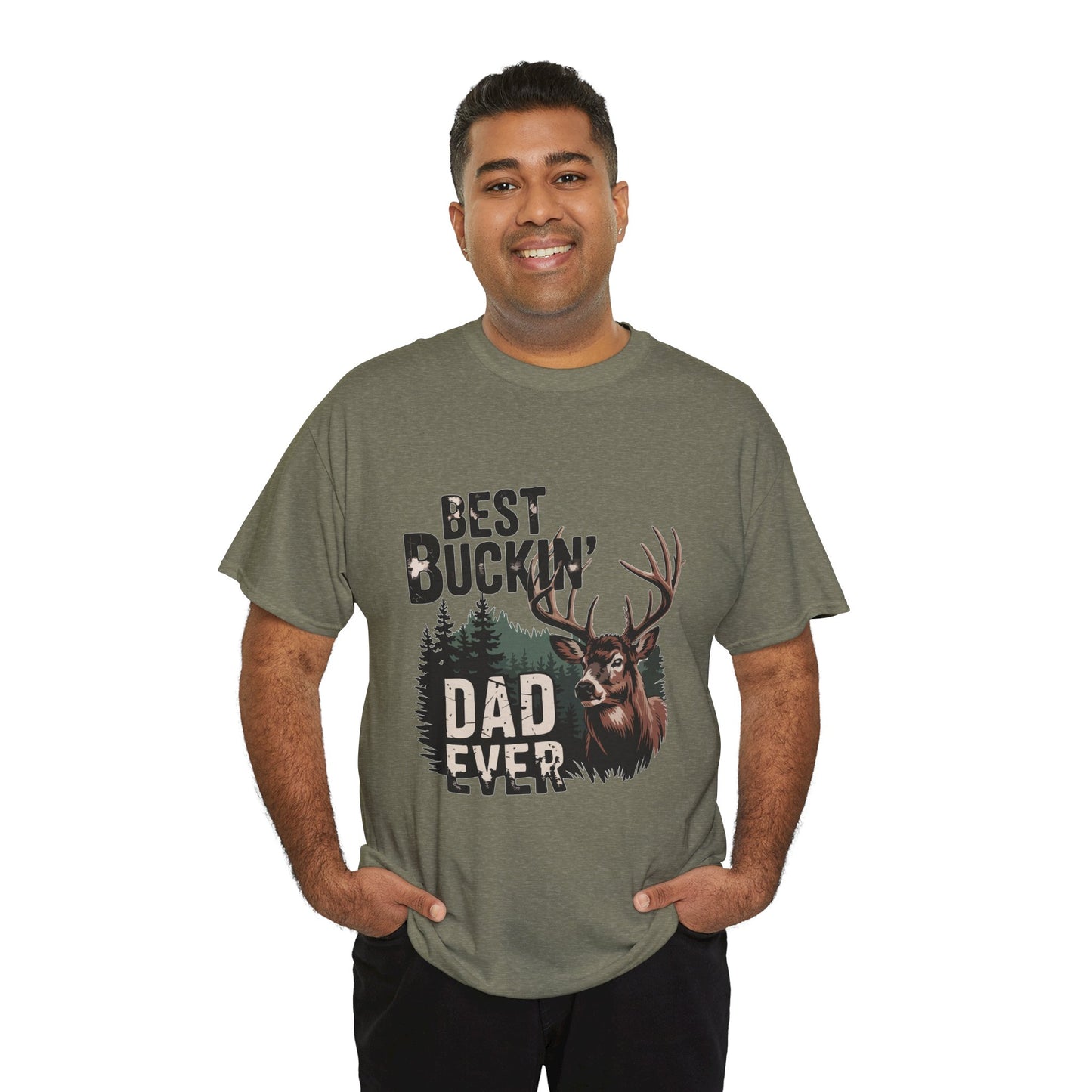 Best Buckin' Dad Ever Unisex Heavy Cotton Tee - Perfect Gift for Father's Day and Outdoorsy Dads