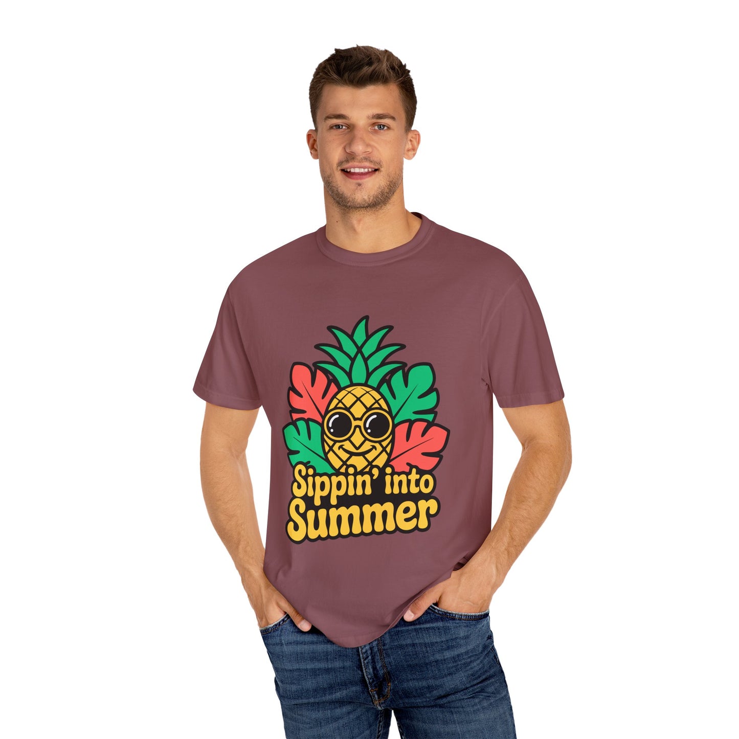 Sippin' into Summer Unisex T-Shirt - Fun Pineapple Design for Beach Days