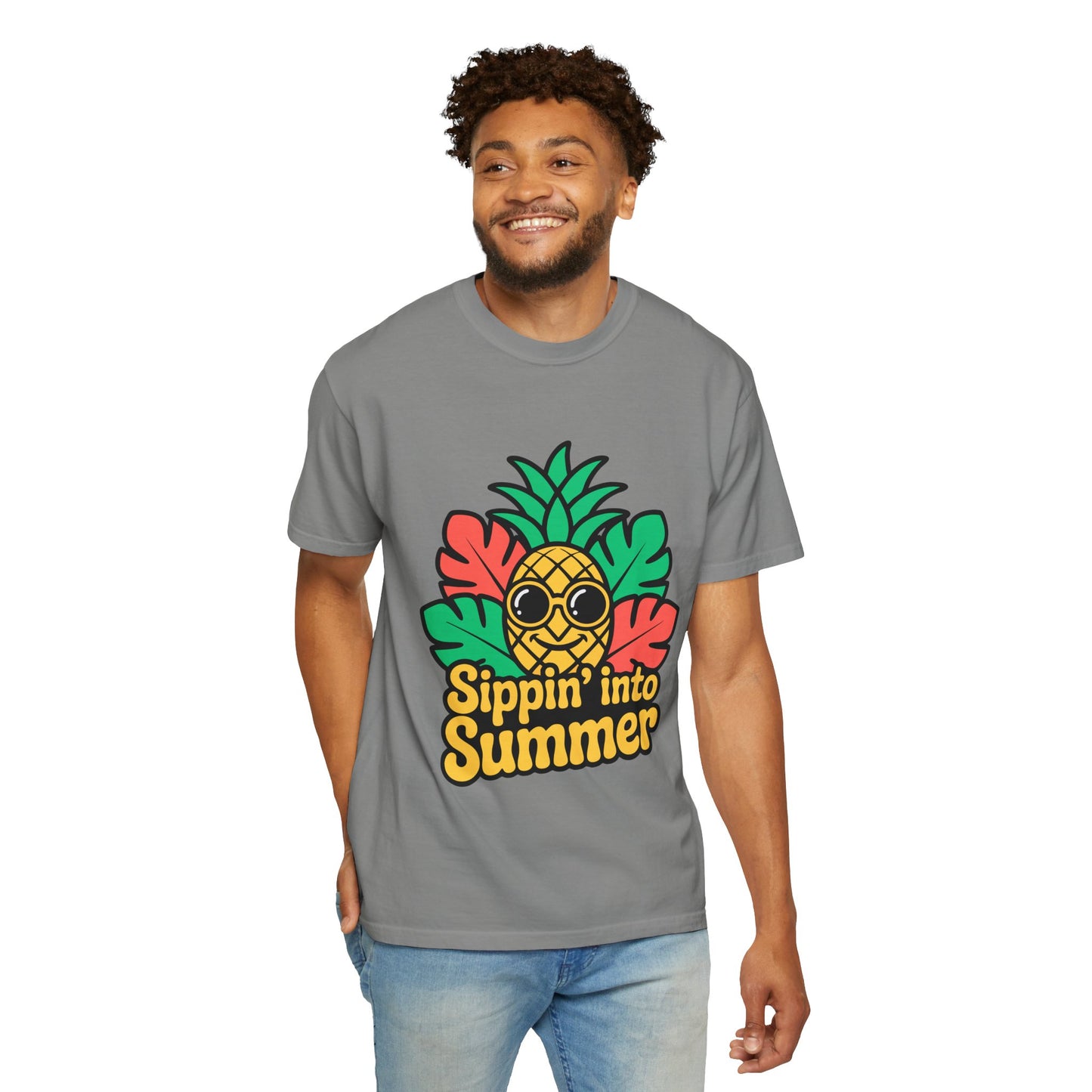 Sippin' into Summer Unisex T-Shirt - Fun Pineapple Design for Beach Days