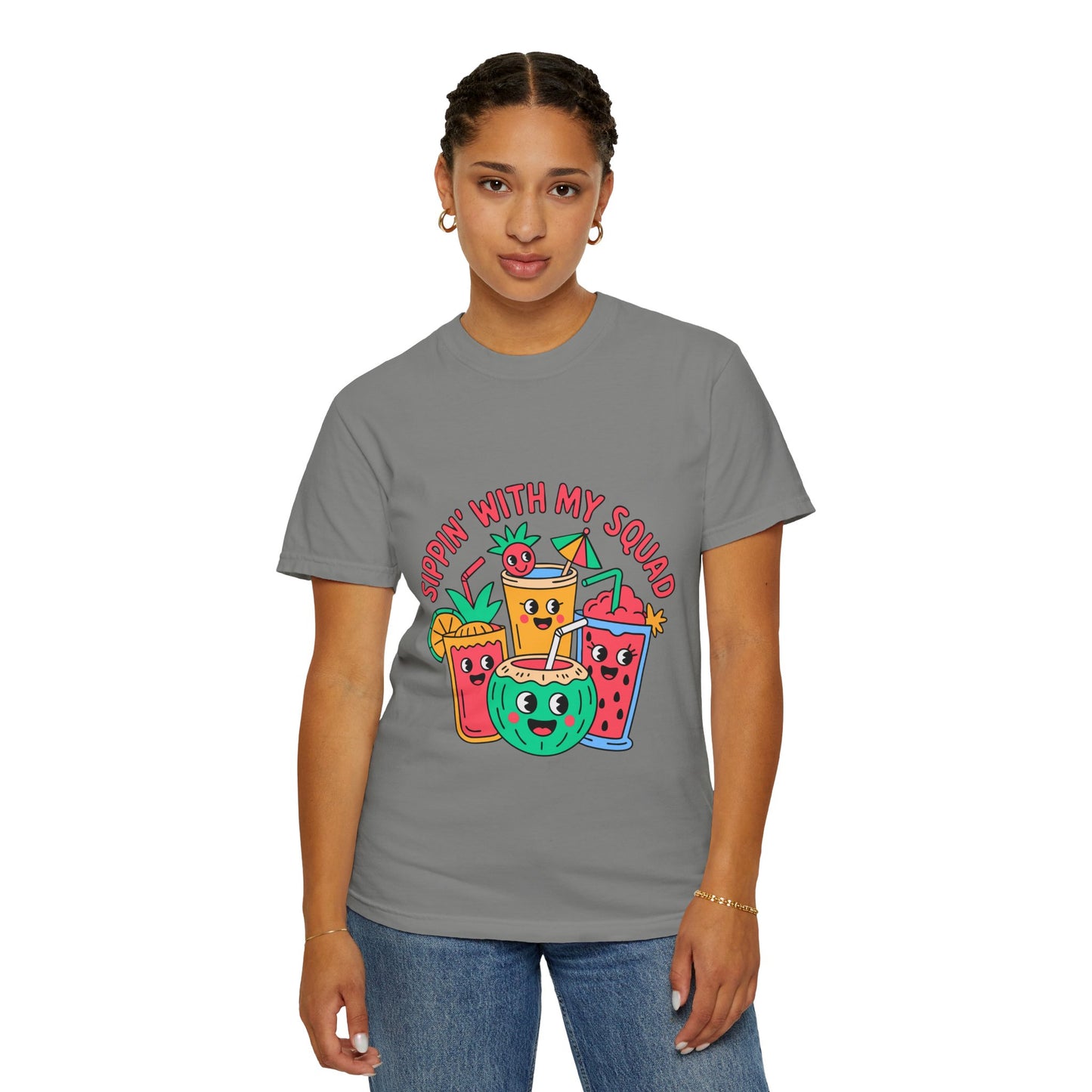 Sippin' with My Squad Unisex Garment-Dyed T-Shirt - Fun Summer Vibes