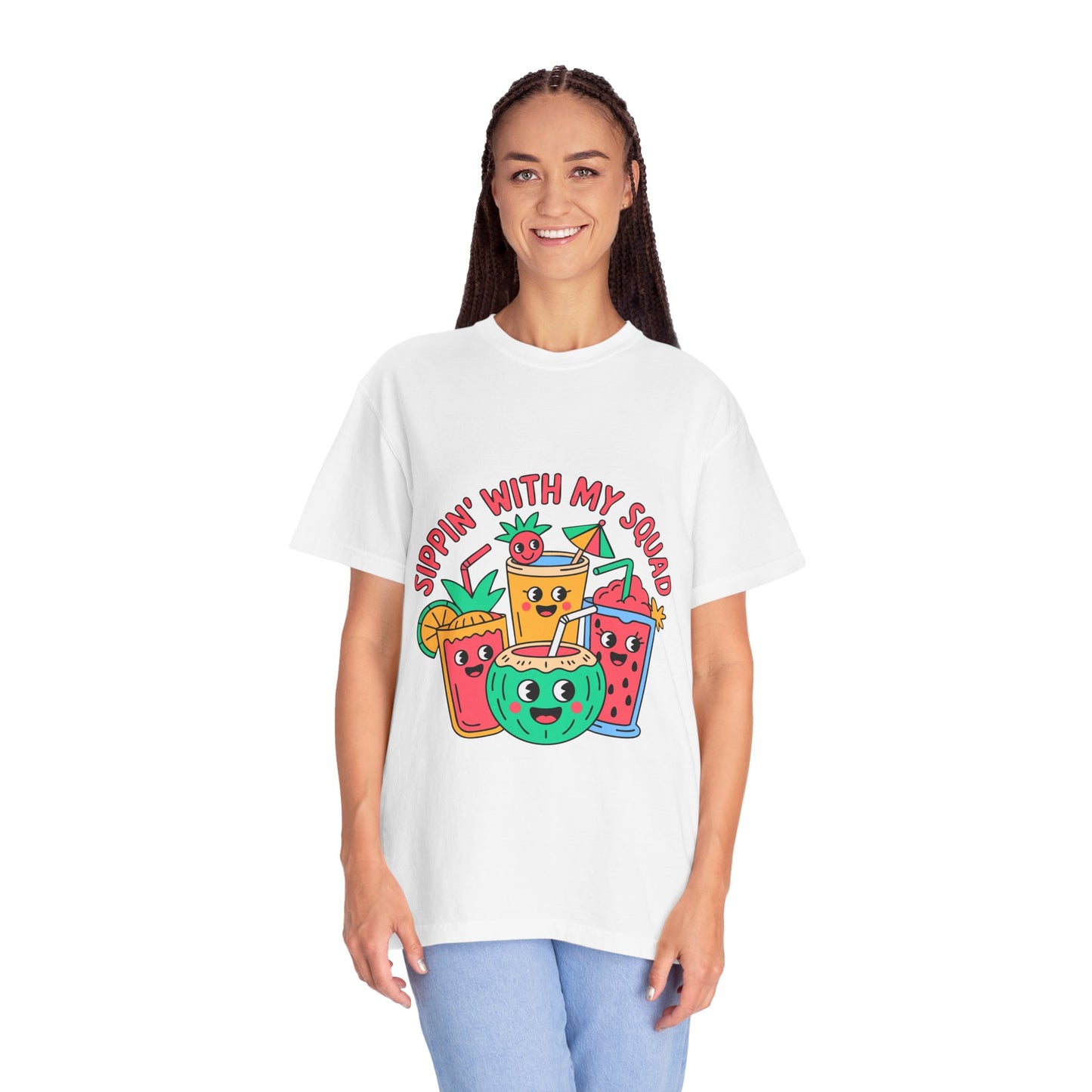 Sippin' with My Squad Unisex Garment-Dyed T-Shirt - Fun Summer Vibes