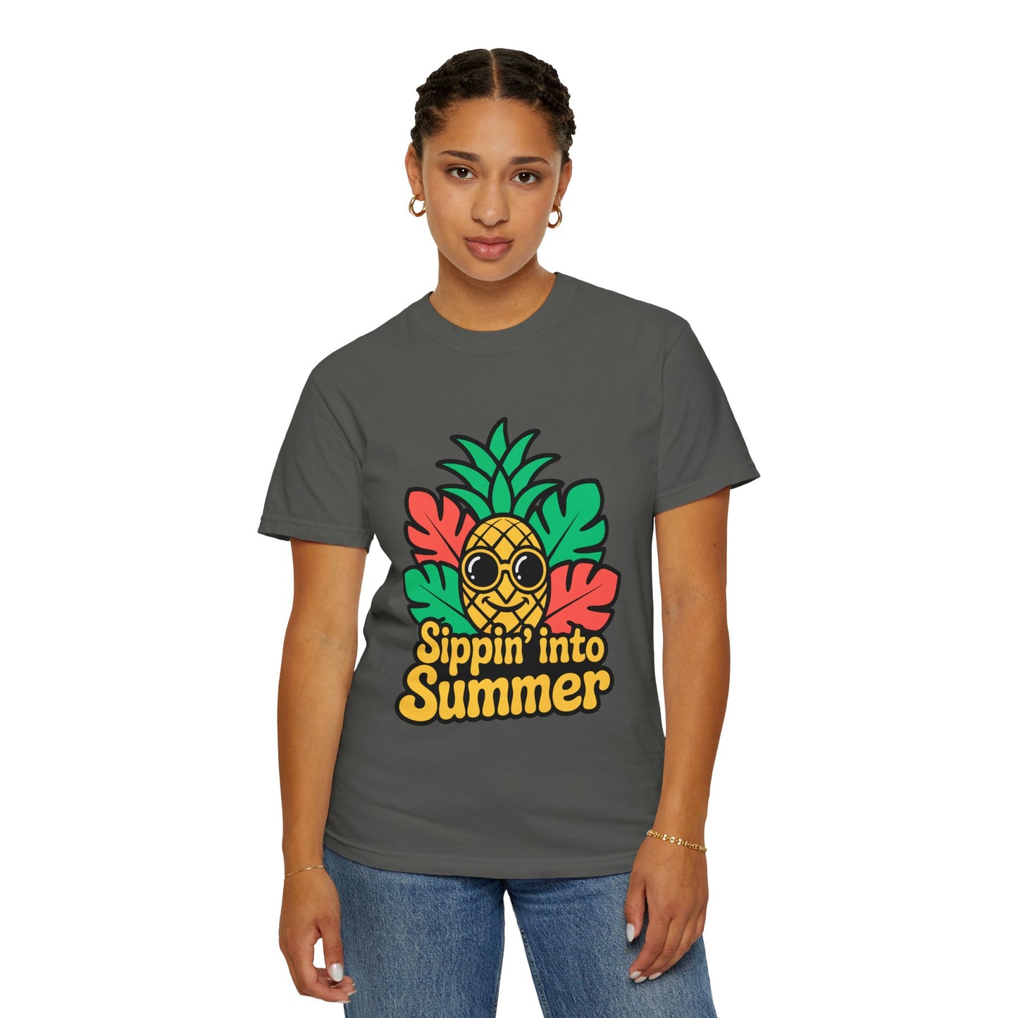 Sippin' into Summer Unisex T-Shirt - Fun Pineapple Design for Beach Days