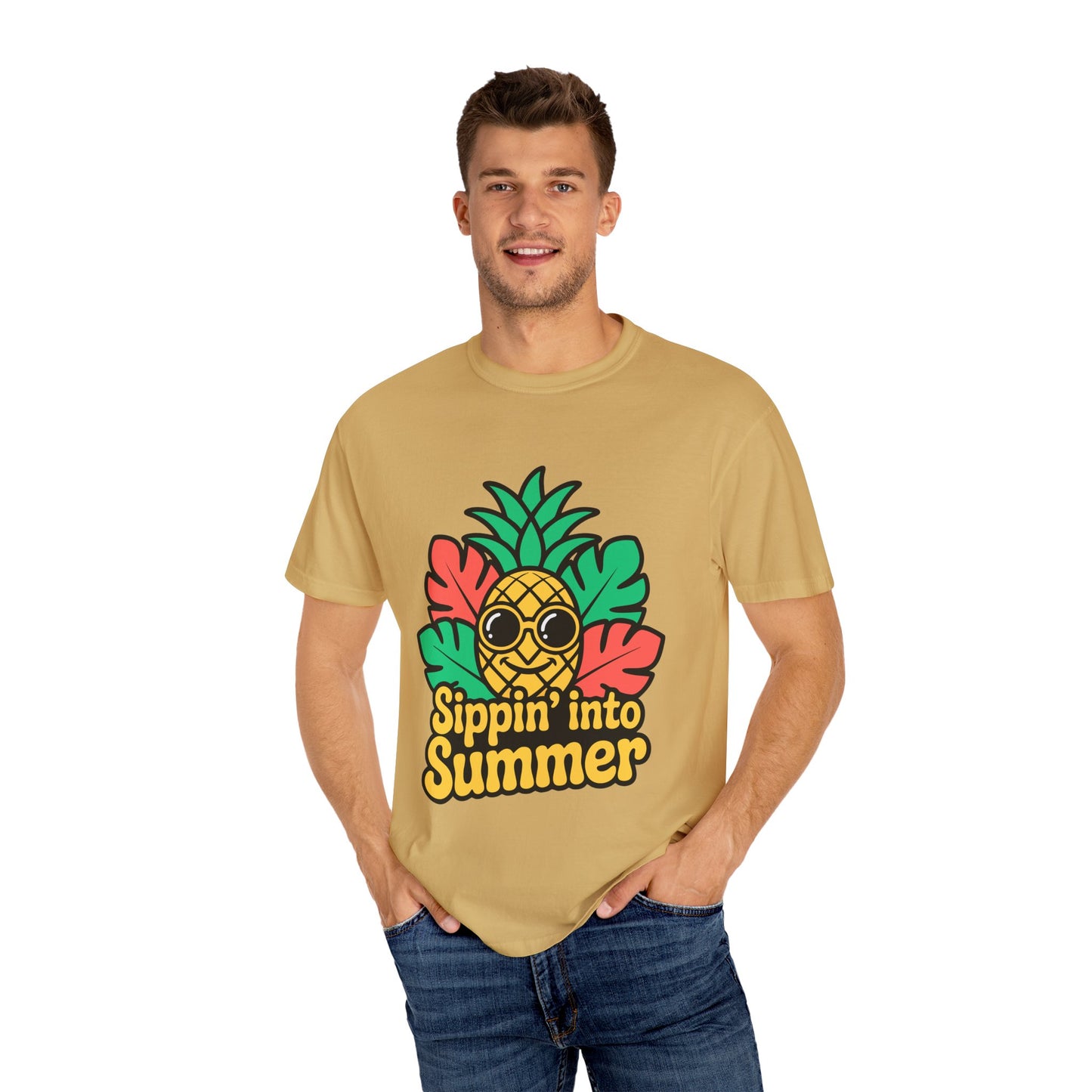 Sippin' into Summer Unisex T-Shirt - Fun Pineapple Design for Beach Days