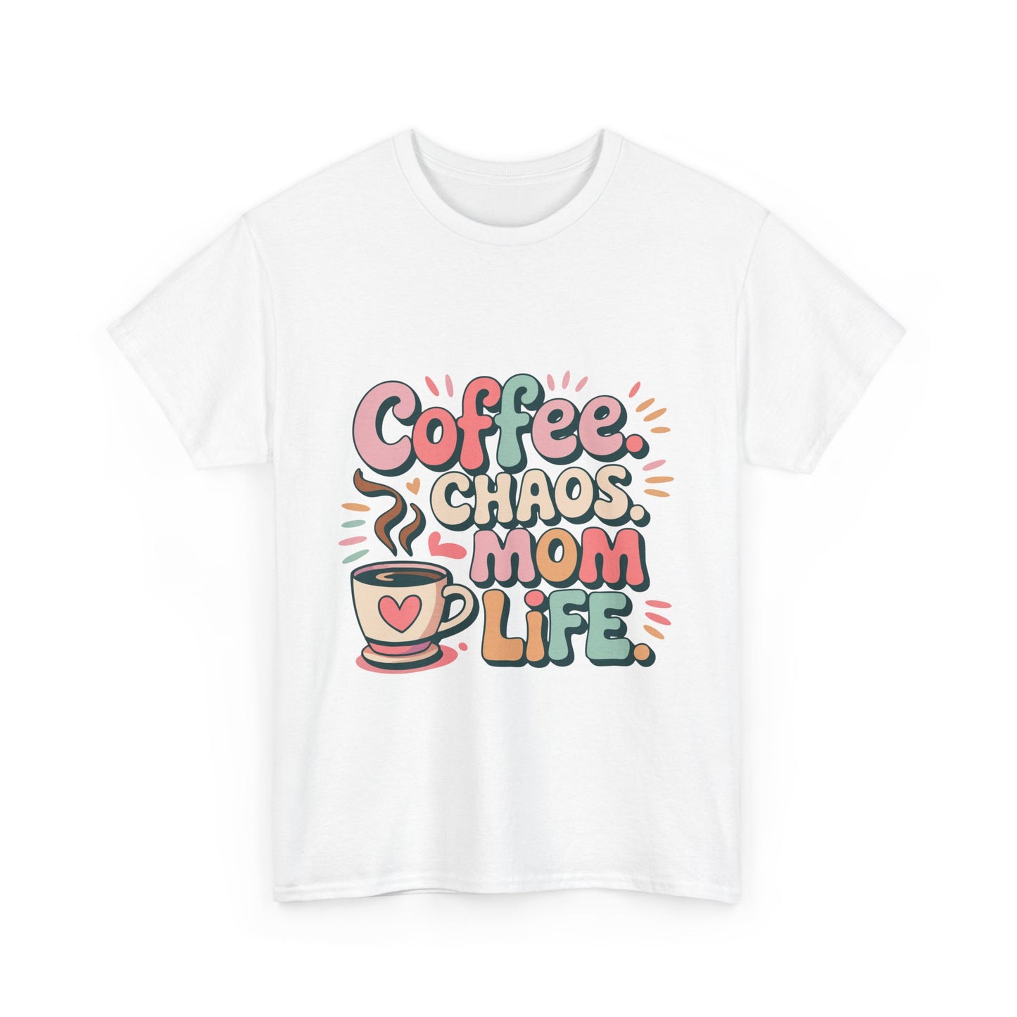 Coffee Chaos Mom Life Unisex Heavy Cotton Tee | Funny Mom Shirt