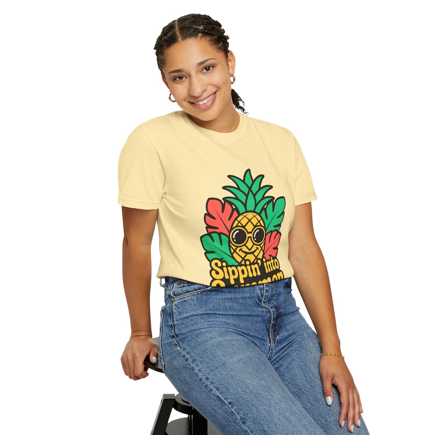 Sippin' into Summer Unisex T-Shirt - Fun Pineapple Design for Beach Days