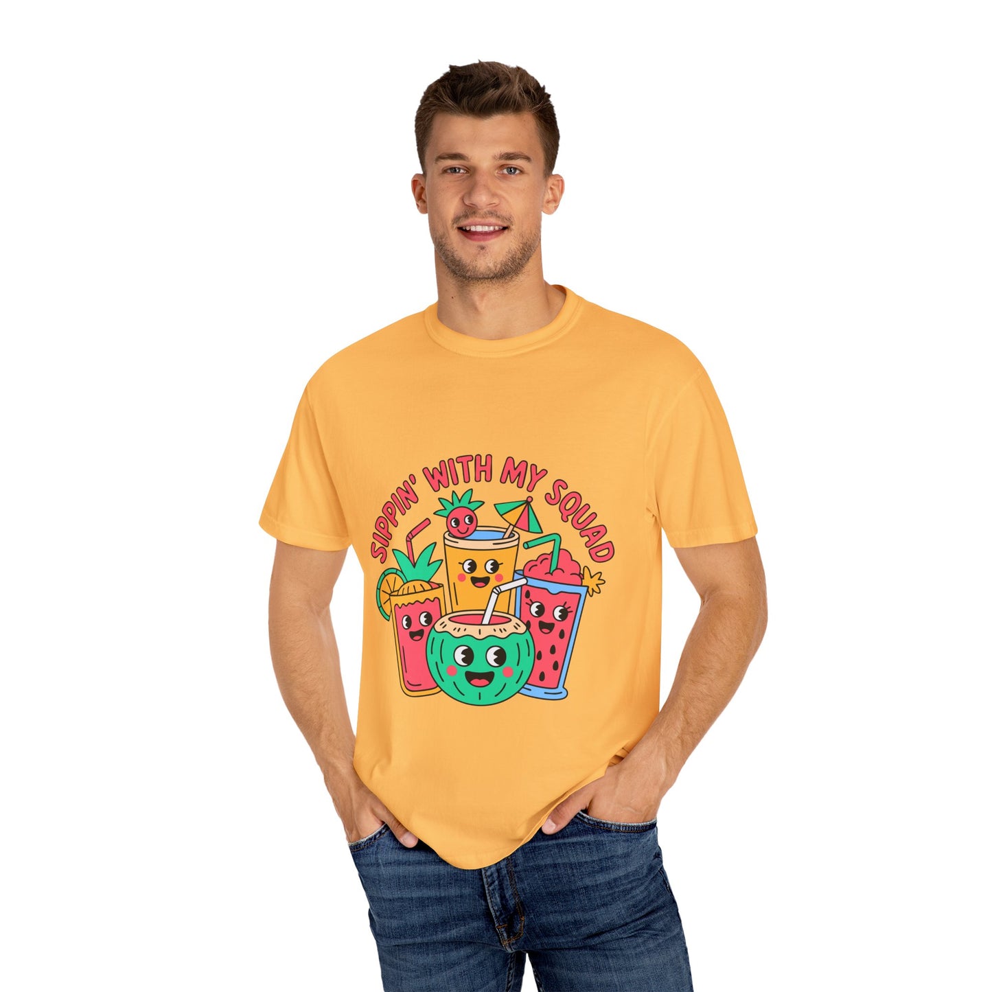 Sippin' with My Squad Unisex Garment-Dyed T-Shirt - Fun Summer Vibes