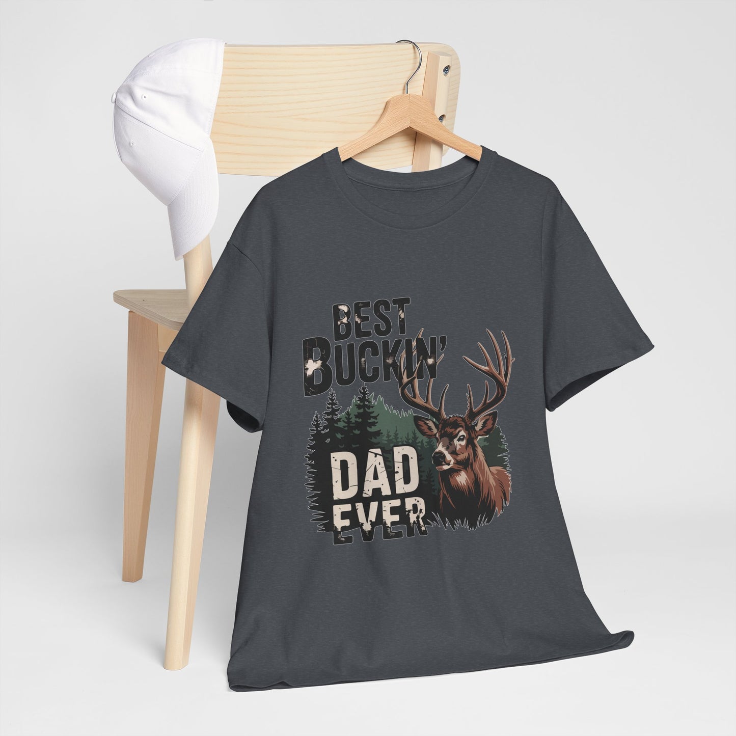 Best Buckin' Dad Ever Unisex Heavy Cotton Tee - Perfect Gift for Father's Day and Outdoorsy Dads