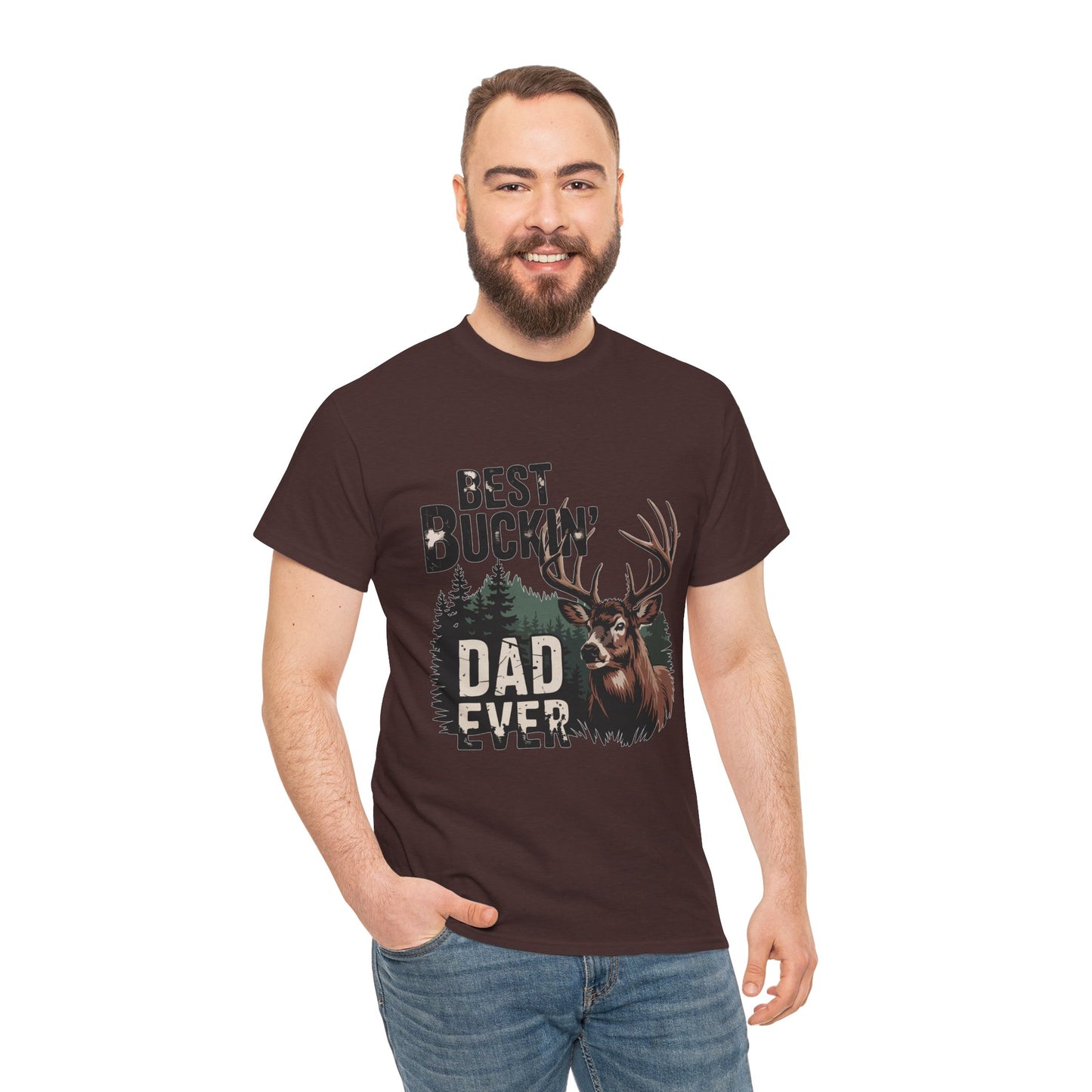Best Buckin' Dad Ever Unisex Heavy Cotton Tee - Perfect Gift for Father's Day and Outdoorsy Dads