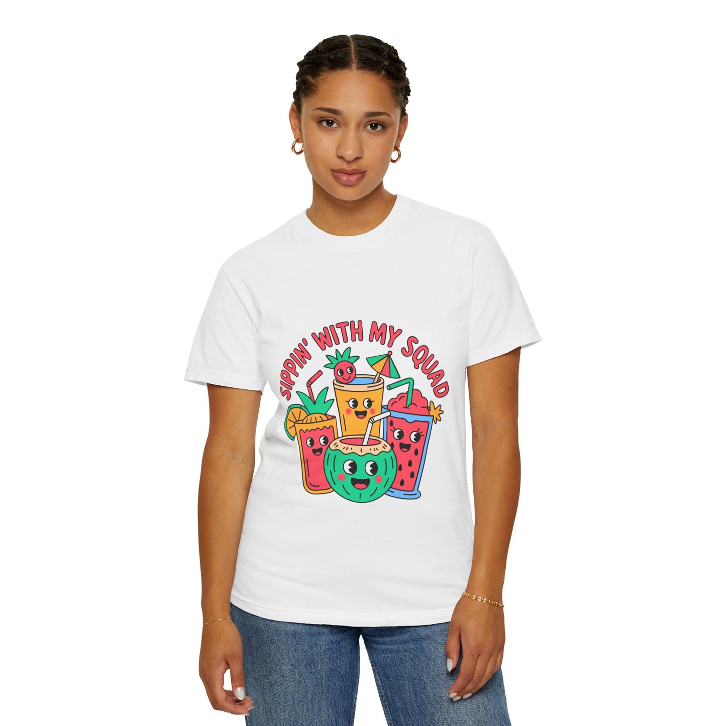 Sippin' with My Squad Unisex Garment-Dyed T-Shirt - Fun Summer Vibes