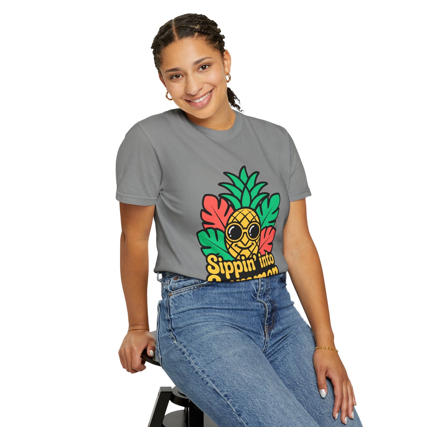 Sippin' into Summer Unisex T-Shirt - Fun Pineapple Design for Beach Days