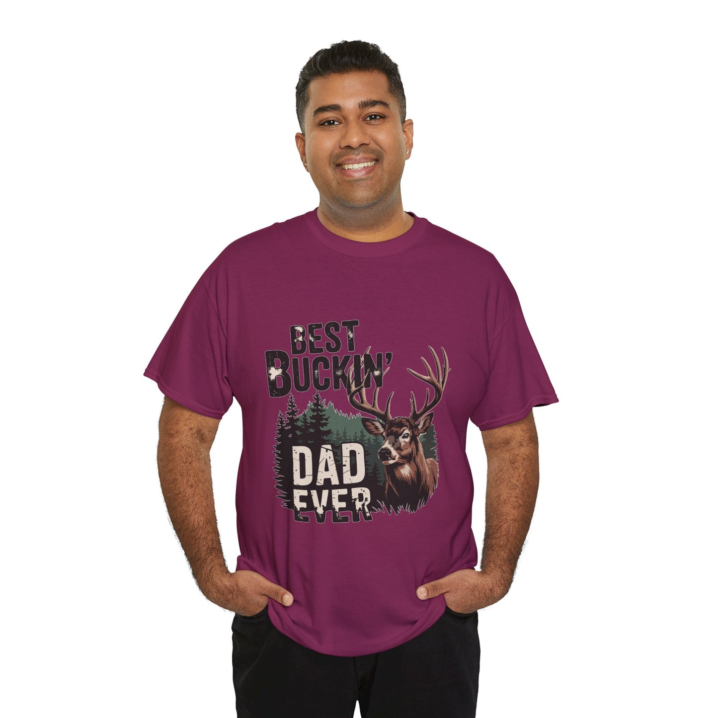 Best Buckin' Dad Ever Unisex Heavy Cotton Tee - Perfect Gift for Father's Day and Outdoorsy Dads