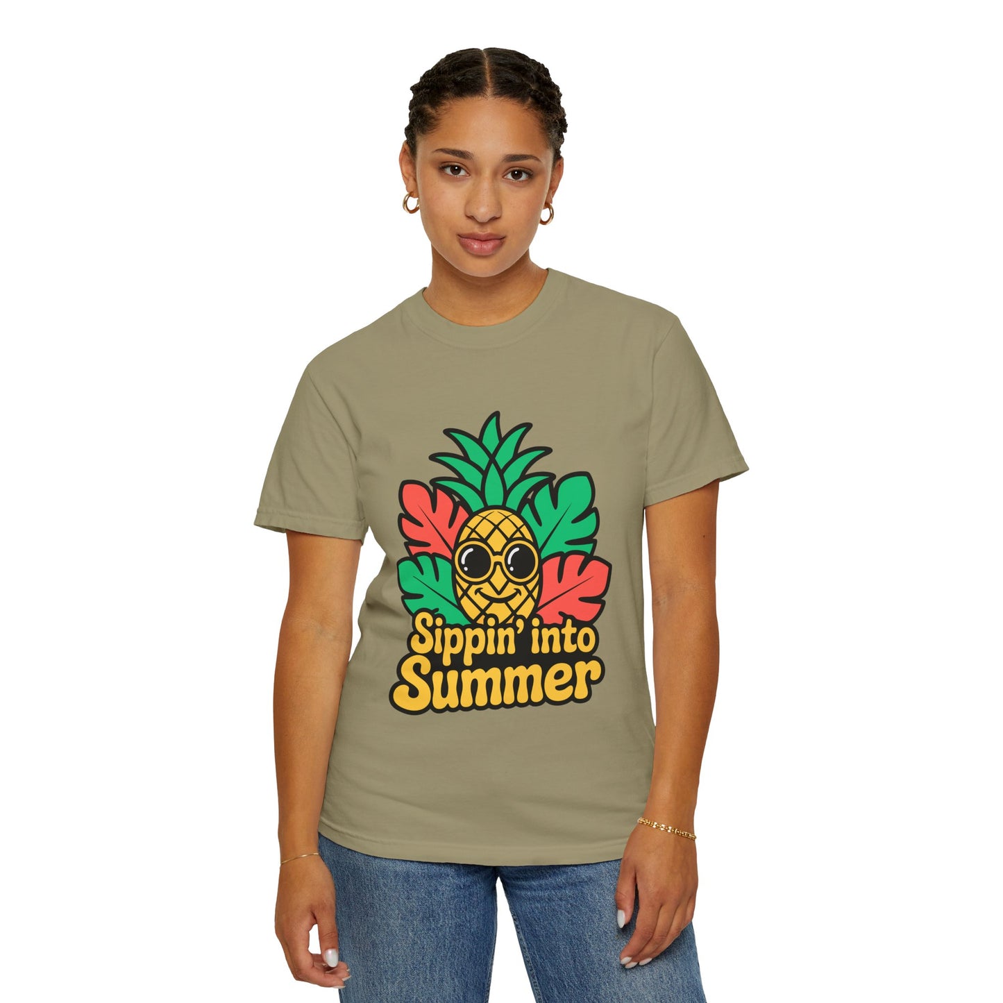 Sippin' into Summer Unisex T-Shirt - Fun Pineapple Design for Beach Days