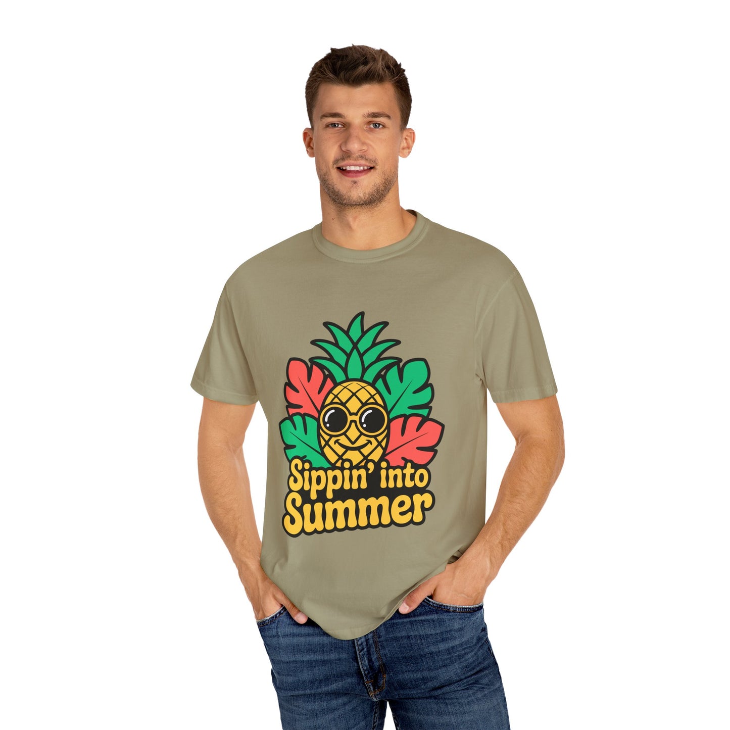 Sippin' into Summer Unisex T-Shirt - Fun Pineapple Design for Beach Days