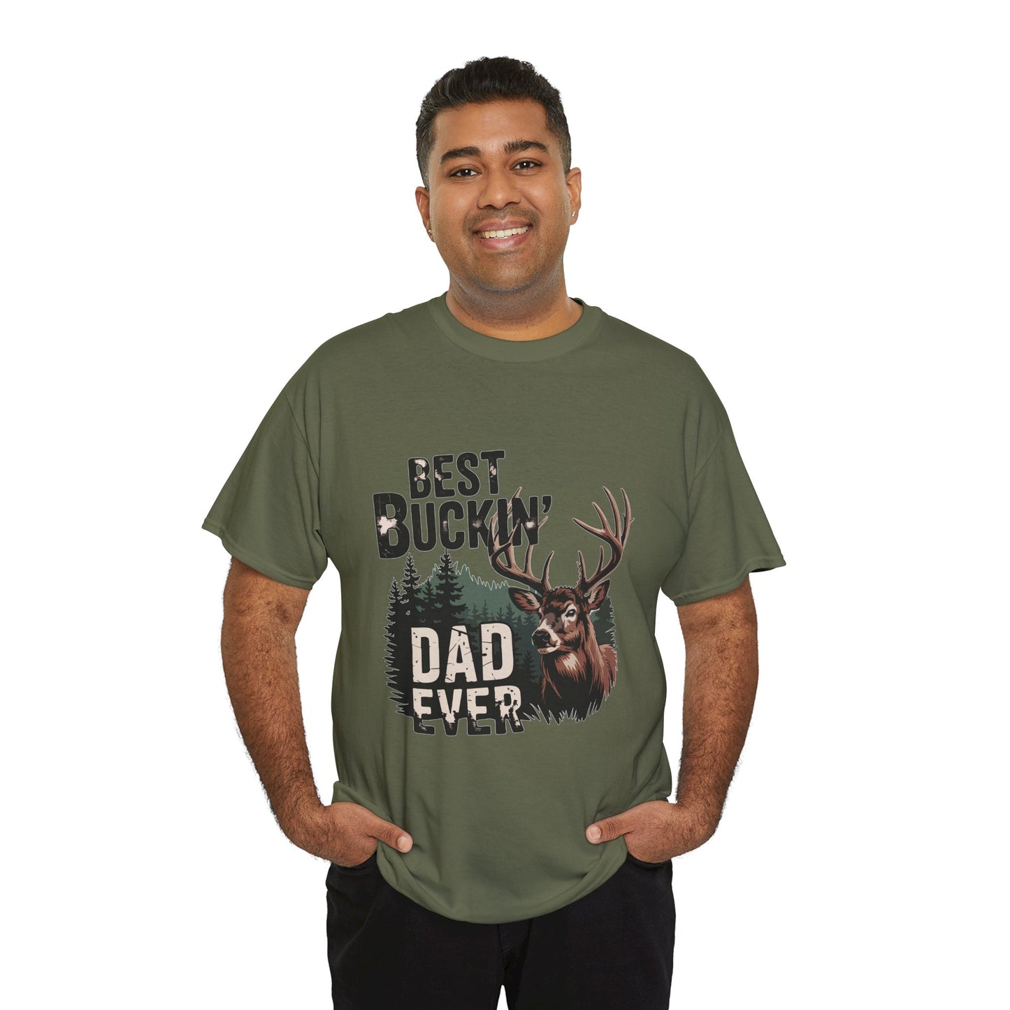 Best Buckin' Dad Ever Unisex Heavy Cotton Tee - Perfect Gift for Father's Day and Outdoorsy Dads