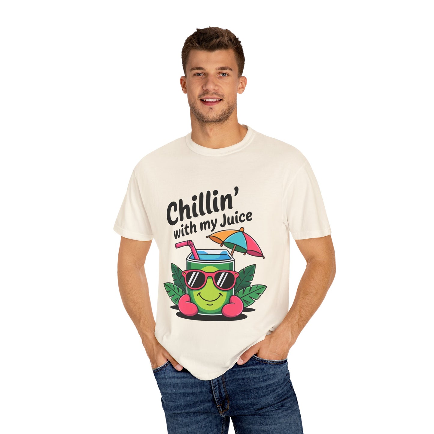 Chillin' with My Juice Unisex Garment-Dyed T-Shirt - Fun & Relaxed Vibe for Summer Gatherings