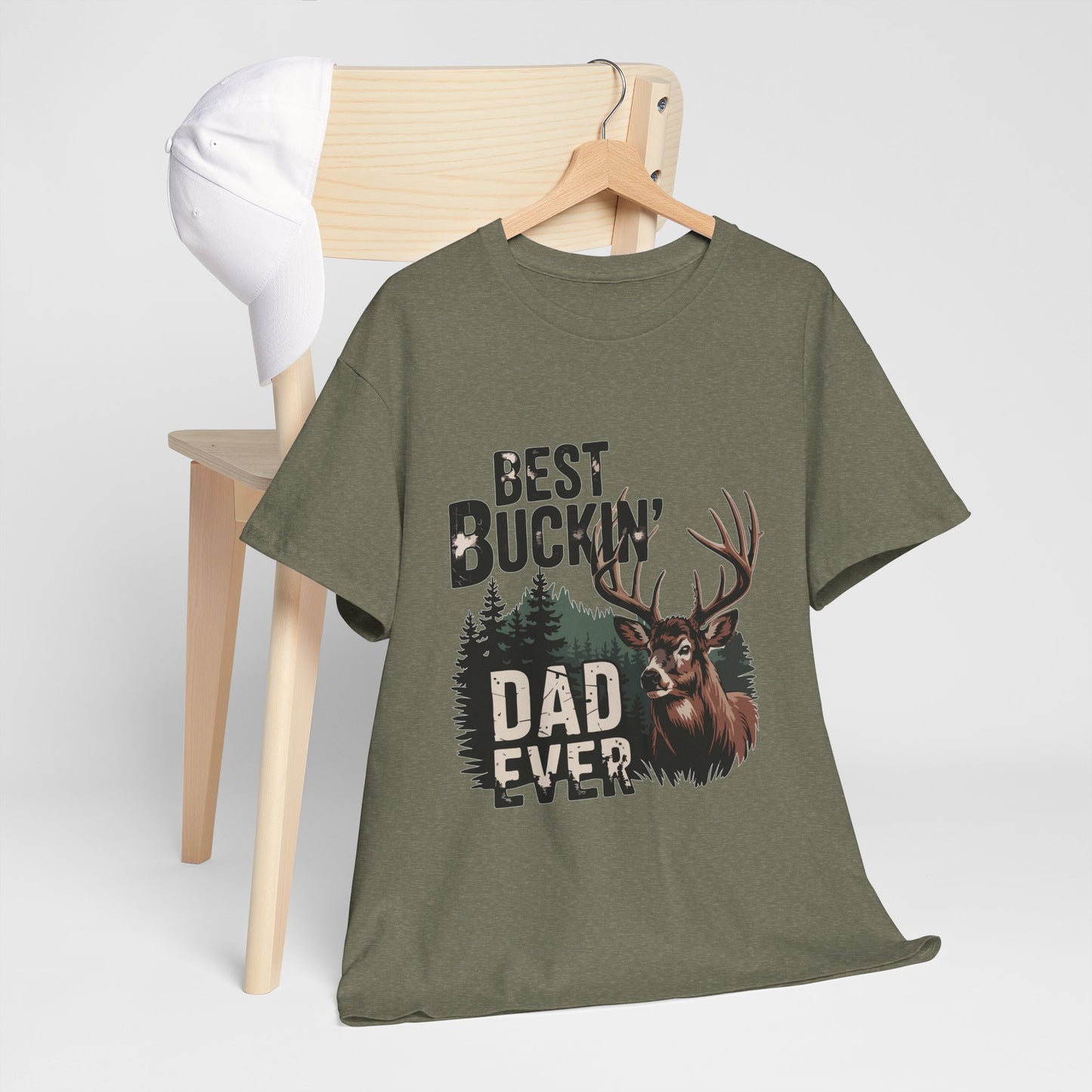 Best Buckin' Dad Ever Unisex Heavy Cotton Tee - Perfect Gift for Father's Day and Outdoorsy Dads