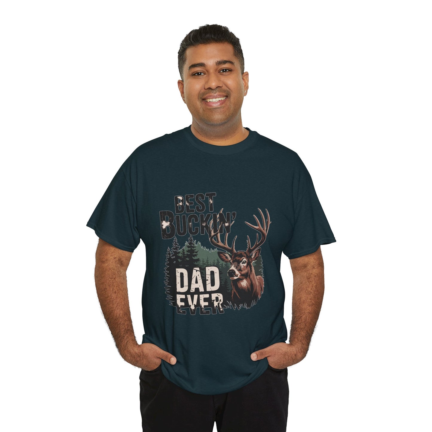 Best Buckin' Dad Ever Unisex Heavy Cotton Tee - Perfect Gift for Father's Day and Outdoorsy Dads