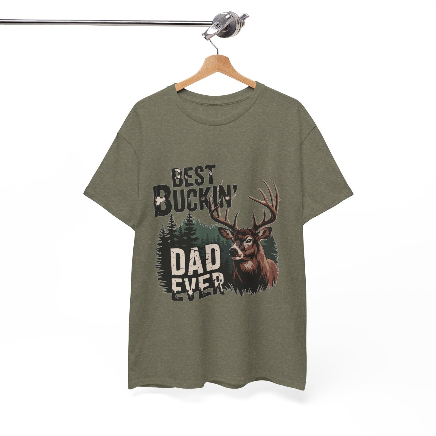 Best Buckin' Dad Ever Unisex Heavy Cotton Tee - Perfect Gift for Father's Day and Outdoorsy Dads